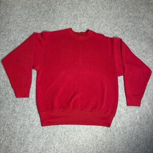 Vintage BVD Red Crewneck Sweatshirt Mens Large 90s Blank Pullover Fleece Mexico